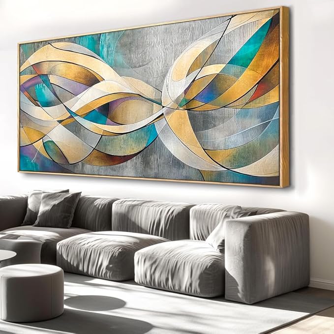 Abstract Wall Art Wall Art - Framed Modern Canvas Painting for Living Room, Bedroom Home Office Decor, 60x30 Inch Ready to Hang