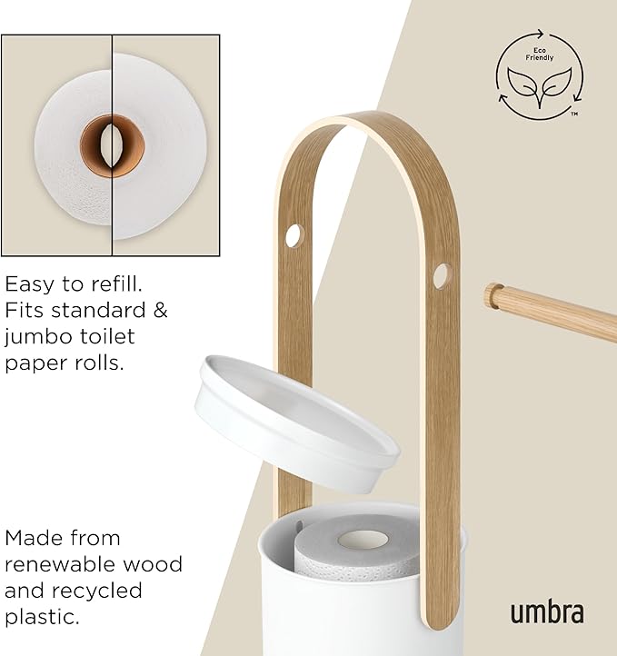 Umbra Bellwood Toilet Paper Stand Holder with Reserve Storage Compartment for 3 Rolls