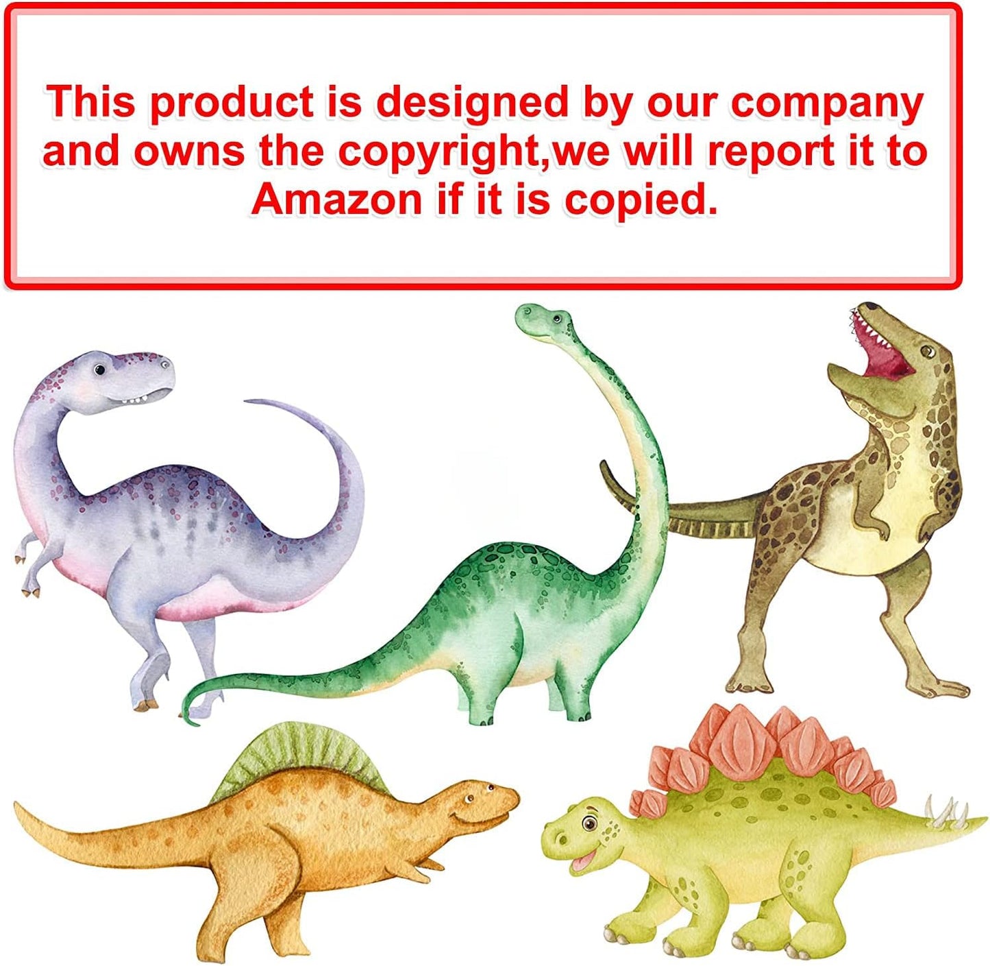 Dinosaur Wall Decals Glow in The Dark Dinosaur Wall Stickers Watercolor Dinosaur Decal Large Removable Vinyl Dino Wall Decals for Boys Bedroom Kids Girls Baby Nursery Playroom Living Room Wall Decor