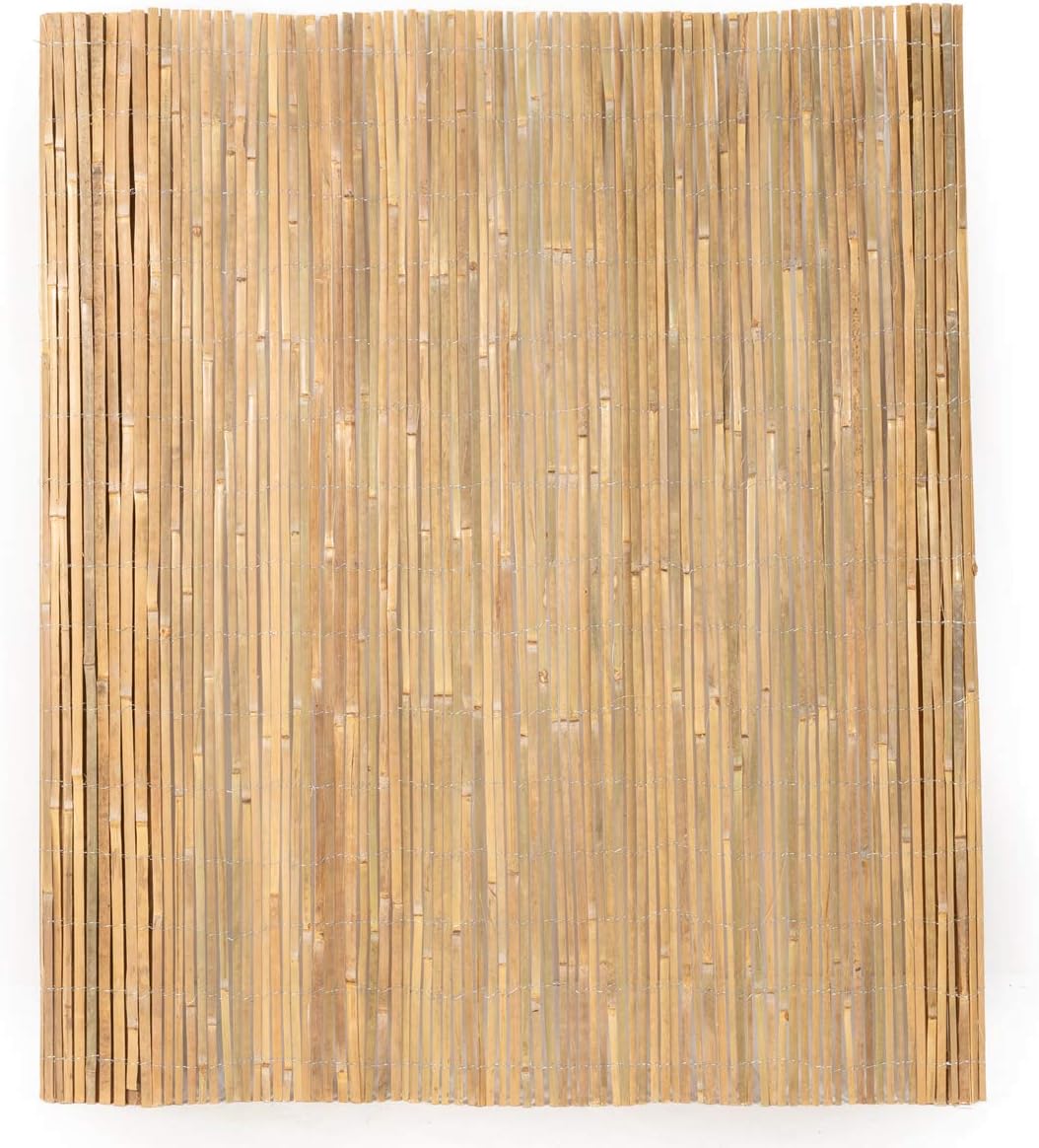 Mininfa Natural Bamboo Slat Screening, Eco-Friendly Privacy Slat Fence, Bamboo Screen Panel Roll for Balcony or as Wind and Sight Protection (1.2m x 4m)