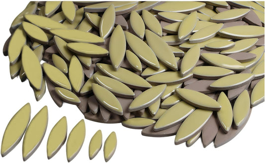 VerzTile Mosaic Tiles for Crafts - Petal Shaped Ceramic Tile Craft Hobbies & Art Projects 39 Color Options Endless Creativity DIY Design (Pale Yellow)