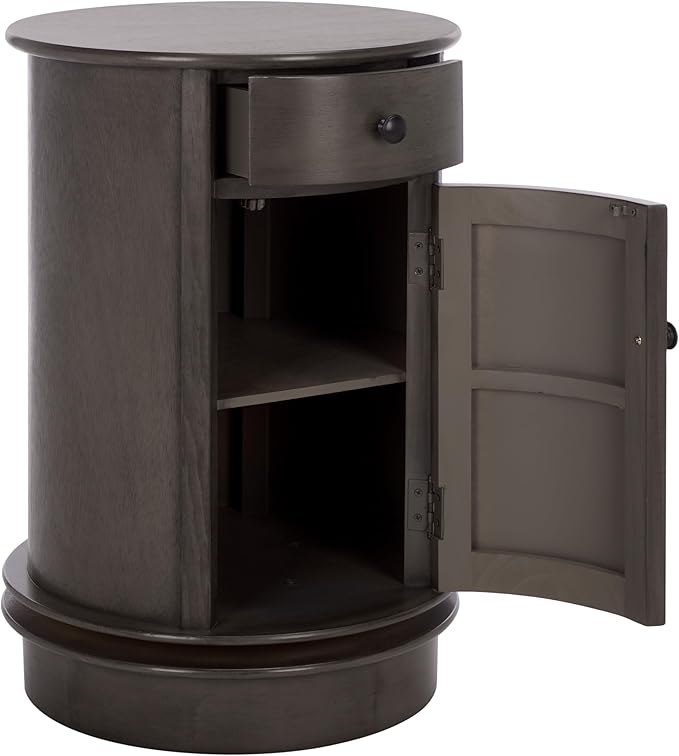 SAFAVIEH Home Collection – Tabitha Black Accent Table, Round Swivel Side Table with 1 Drawer & Interior Cabinet Storage, Classic Pedestal Design, Fully Assembled (AMH5712H)