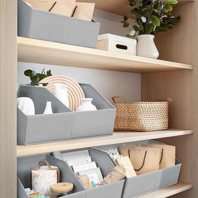 8 Pack Collapsible Divided Trapezoidal Cube Storage Bins And 4 Pack Compression Storage Bags