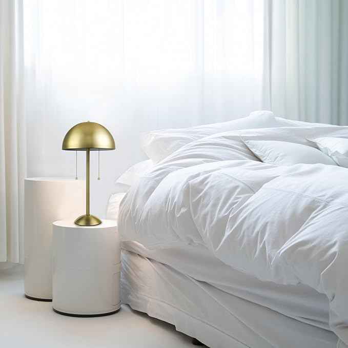 Globe Electric 12976 Haydel 21" 2-Light Table Lamp, Matte Brass, Double On/Off Pull Chain