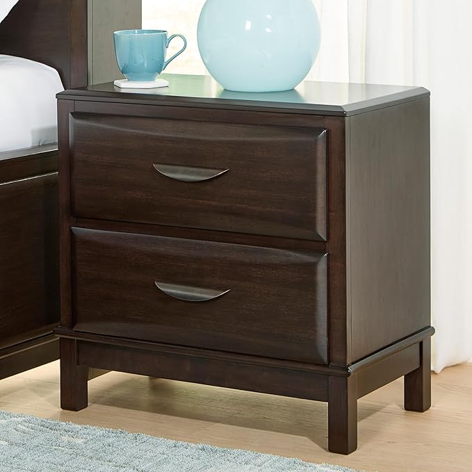 Signature Design by Ashley Vanmore Contemporary 2-Drawer Nightstand with Felt-Lined Top Drawer, Dark Brown