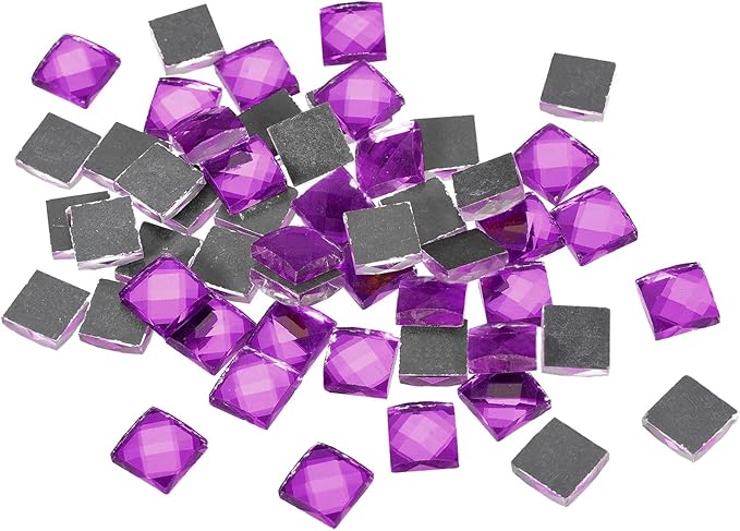 MECCANIXITY Mosaic Tiles 55 Pieces, 13 Faces Glitter Crystal 1 x 1cm for Crafts Bulk, Mosaic Art Kits Stained Glass Pieces for Handmade Jewelry Art DIY Material (Fuchsia)