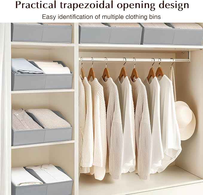 8 Pack Collapsible Divided Trapezoidal Cube Storage Bins And 4 Pack Compression Storage Bags