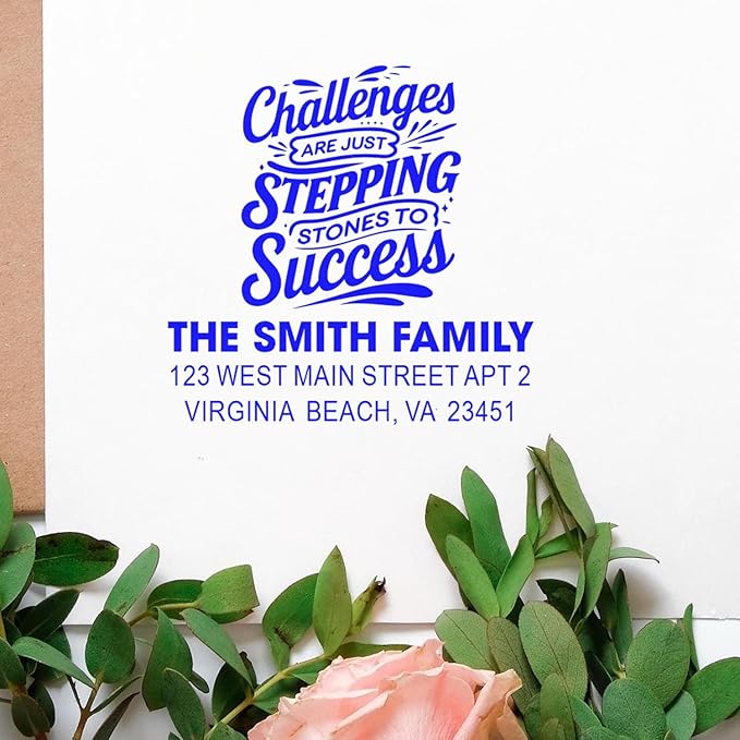 Success Stepping Stones Stepping Stones Rubber Stamp for Cards - Personalized Standard 1-5/8" Square Wood Handle, Line Crafters & Small Business Owners, Ideal DIY Projects, Gifts