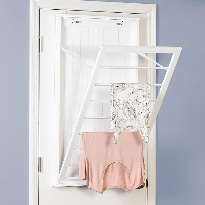 Honey-Can-Do The Perfect Wall Mounted Clothes Rack with Drying Rod and Drying Rack, A Space-Saving, Efficient Solution for Drying Clothes at Home, Keeping Your Laundry Organized and Your Space Neat