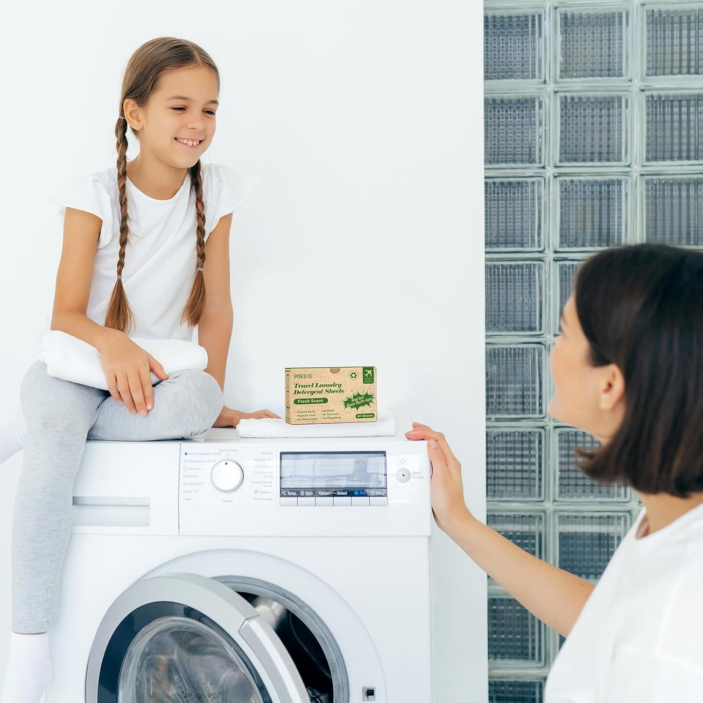 Poesie Laundry Detergent Sheets Washer Sheets for Travel Laundry Soap Sheet for Camping Hotel Dorm Home Laundromat College Fresh Scent 1 Box 40 Count