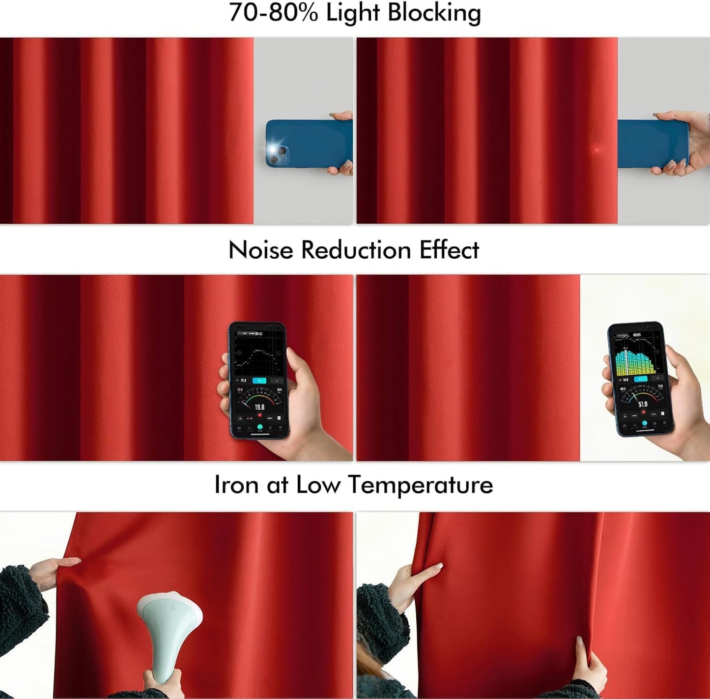 MIULEE Red Back Tab Blackout Curtains 120 Inch Long 2 Panels Set for Living Room Bedroom, Rod Pocket/Pinch Pleat Extra Long Thermal Insulated Room Darkening Pleated Light Blocking 10FT Drape