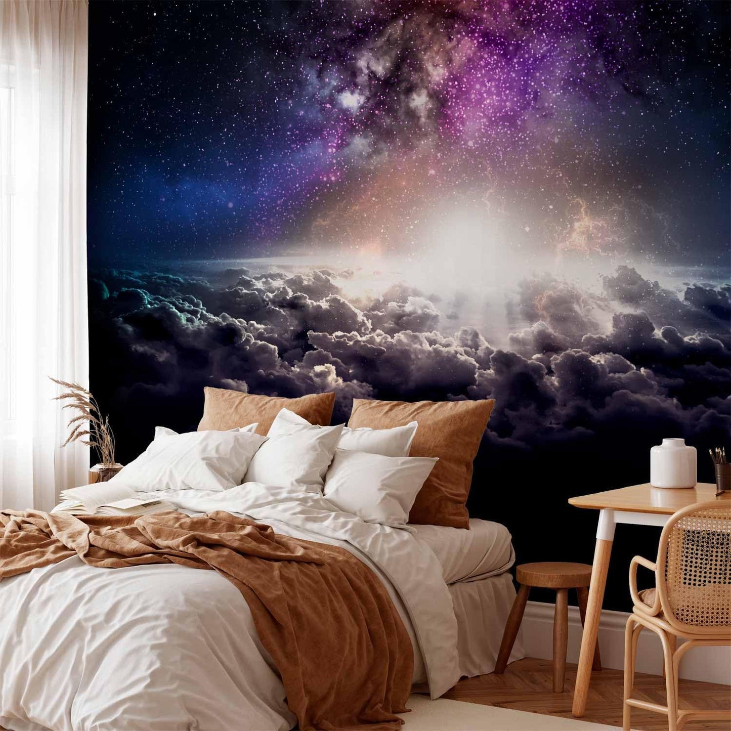 artgeist Premium Wall Mural Galaxy 118x83 in - Non-Woven Wallpaper Fleece Wall Decor Photo Print Picture Image Design Home Mural Cosmos Sky Star Cloud Purple i-A-10009-a-a