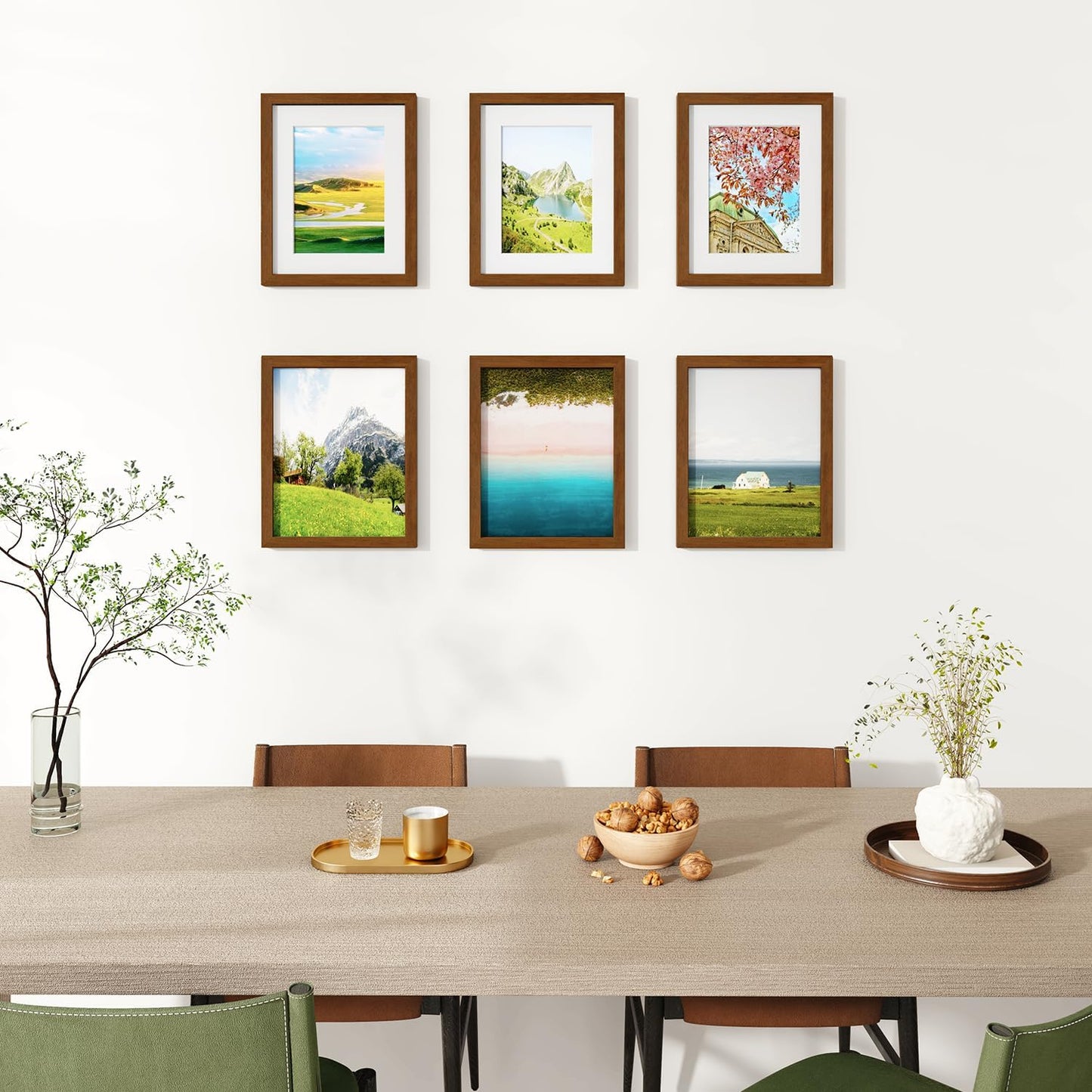 IBUYKE 8x10 Picture Frame,Solid Oak Wood 8x10 Photo Frame with Mat to 5x7,10x8 Picture Frames With Tempered Glass,Tabletop or Wall Mount Display,Home Decor,Walnut Oak 8 x 10 Frame,UWPF0810H