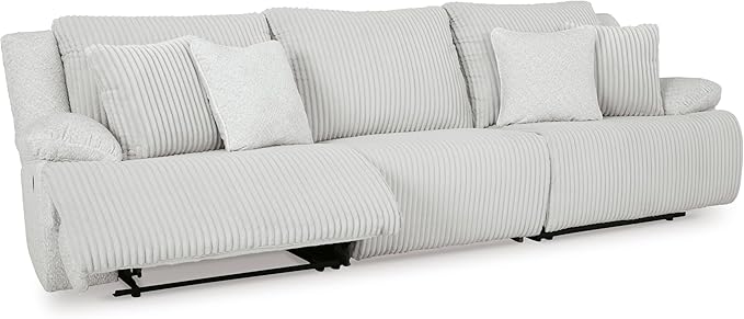 Signature Design by Ashley Top Tier Coastal 3-Piece Reclining Sectional Sofa with 4 Accent Pillows, Light Gray