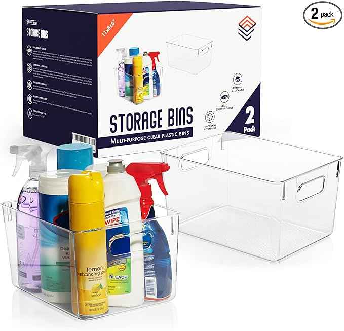 ClearSpace Clear Plastic Storage Bins – Pantry Organizers & Storage Containers, Cabinet Organizer - Home Organization Must Haves for Kitchen, Laundry Room, Office, Closet, Garage & Freezer