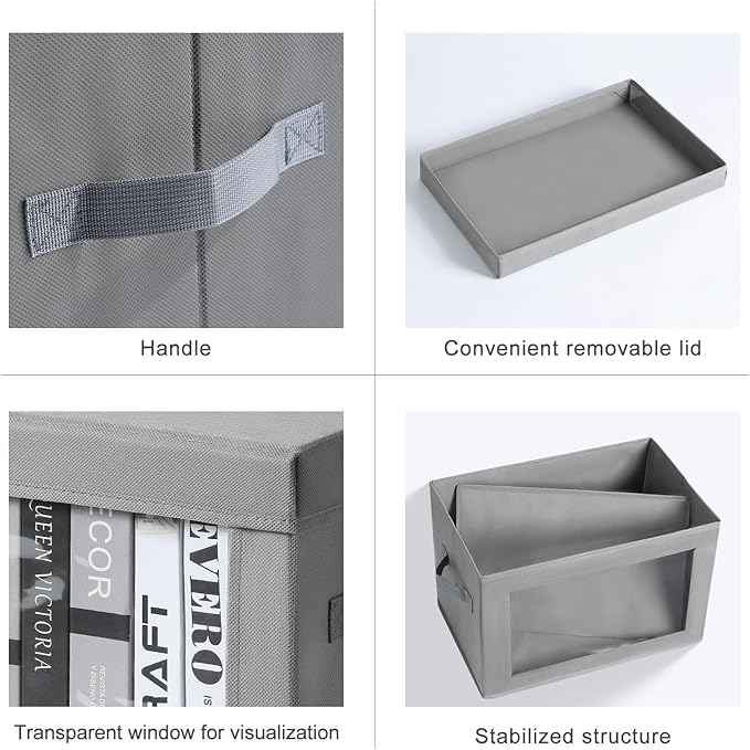 4 Pack Storage Bins with Lids 6 Pack Trapezoid Storage Bins, Organize Bins for Home
