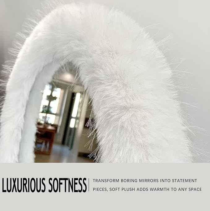 Fluffy Mirror Frame Cover for Arched & Full-Length Mirrors (59"x16") – Stretchy, Non-Slip Fit, 6 Neutral Colors – Soft & Durable Décor (Mirror Not Included)