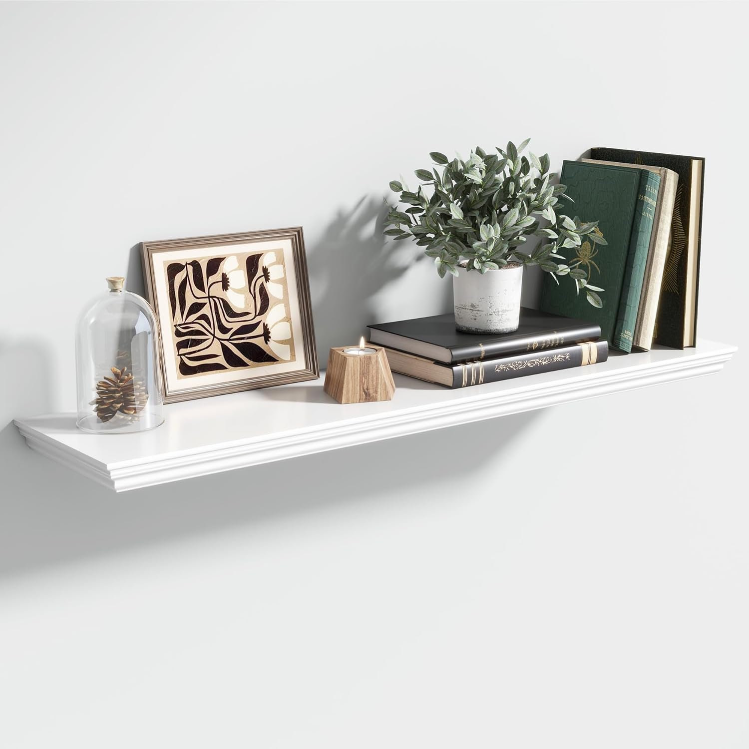 Floating Shelves for Wall, 36 Inch Long Wall Mounted White Hanging Shelf for Kitchen, Living Room, Office, Bedroom, Bathroom, Retro Vintage Wood Bookshelf for House Decor - Décor Diaries
