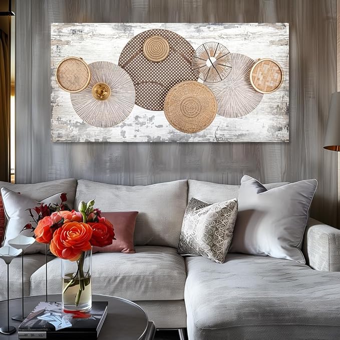 youkuart Wall Art Floral Rustic Wall Decor Yellow and White Canvas Painting Abstract Wall Art for Bedroom Living Room Dining Room Home Office Decor 79"x40"