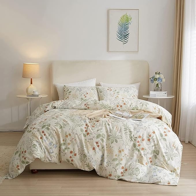Botanical Floral Comforter Set Twin XL Garden Style Girls Flower Comforter Fluffy Aesthetic Floral Bedding Set Lightweight Cottagecore Comforter with 2 Pillowcases All Season Twin XL Comforter Set