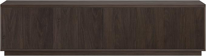 Henn&Hart Fluted TV Stand for TVs up to 85" with 2 Concealed Ribbed Storage Cabinets and Adjustable Shelves for Living Room, Family Room, or Office, Warm Brown
