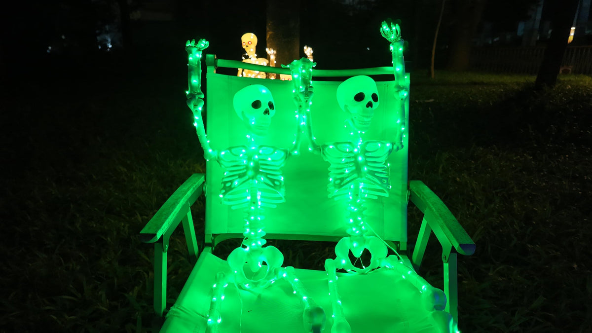2Pack36 Halloween Lighted Skeleton Deco (Green Light)
