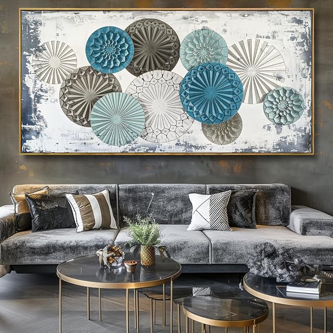 Wall Art Colorful Floral Rustic Wall Decor Canvas Painting Abstract Wall Art for Bedroom Living Room Dining Room Home Office Decor 24"x48" with Framed