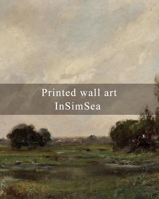 InSimSea Framed Canvas Wall Art, Vintage Landscape Art for Living Room Hallway Shelf, 10x8in, Impressionist French Countryside Painting, Rustic Farmhouse Cozy Mid Century Small Nature Decor