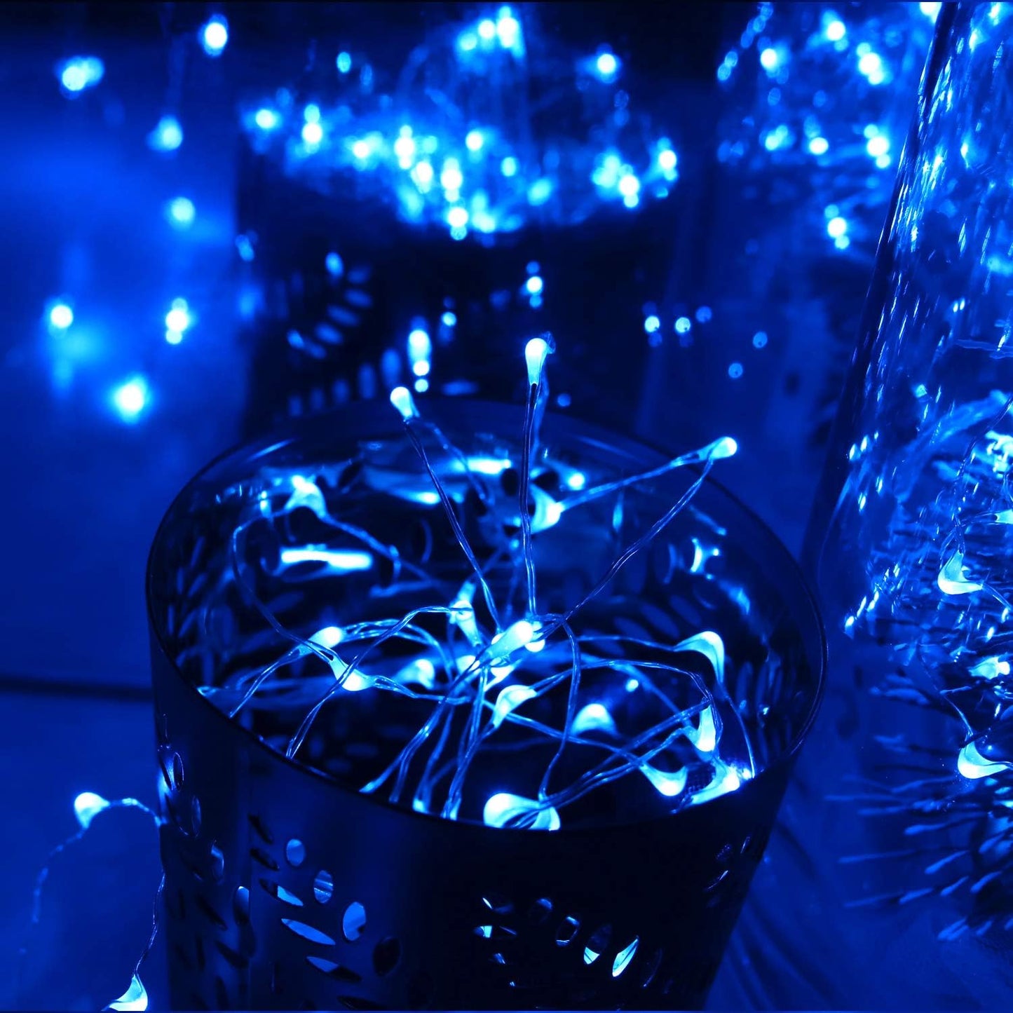 OakHaomie 6 Pack 10ft(3m) LED Starry String Lights 30 Micro LEDs on Silvery Copper Wire,2pcs CR2032 Batteries Required and Included,for DIY Wedding Christmas Centerpiece Table Decorations (Blue)