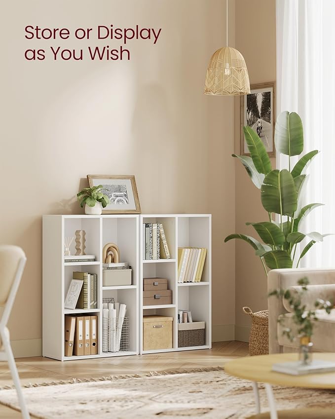 VASAGLE CUSTOS Collection - Bookshelf, Bookcase, Cube Shelf with 5 Compartments, 9.4 x 19.7 x 31.6 Inches, Storage Shelf, for Living Room, Home Office, Dining Room, Cloud White ULBC25WT