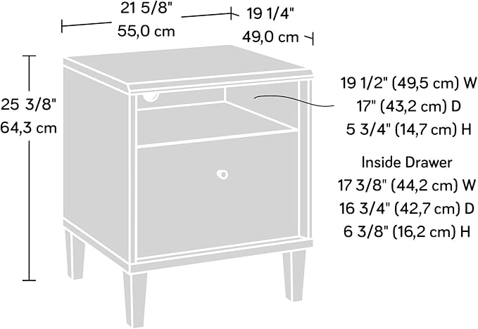 Sauder Willow Place 1-Drawer Night Stand with Open Shelf Storage, Pacific Maple Finish