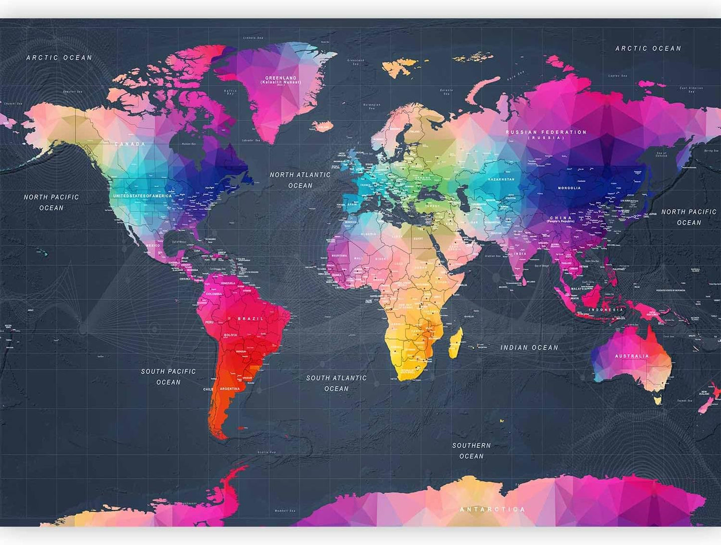 artgeist Wall Mural World Map 173"x124" - XXL Peel and Stick Self-Adhesive Wallpaper Removable Large Sticker Foil Wall Decor Print Picture Image Design Map of The World k-A-0126-a-a