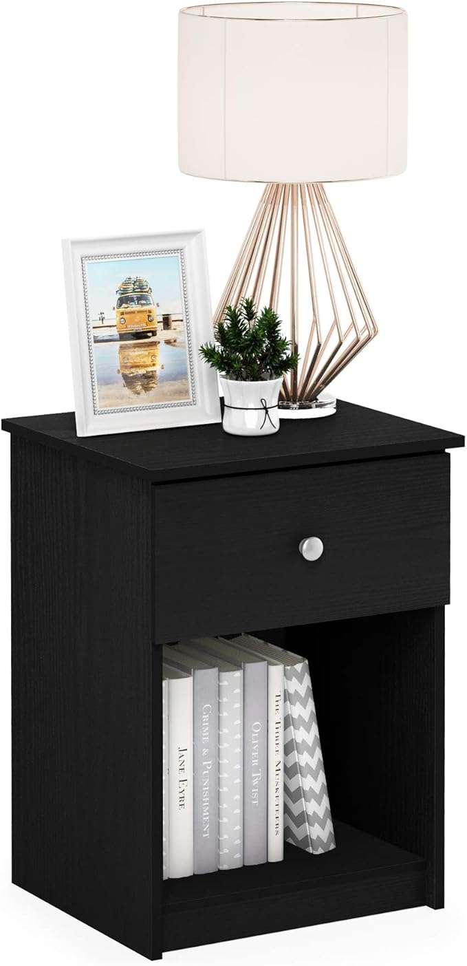 Furinno Tidur Nightstand, Black Oak, Americano, 2-Pack