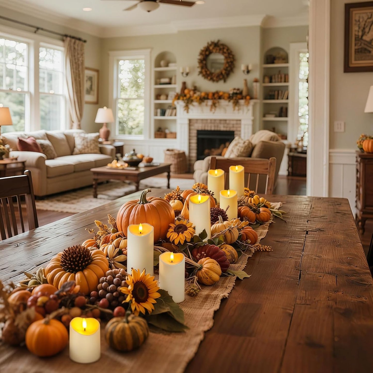 Homemory 6"x3" Outdoor Waterproof Flameless Candles, LED Candles, Battery Operated Candles with Remote and Timers, Electric Fake Plastic Pillar Candles, Ivory White, Set of 2