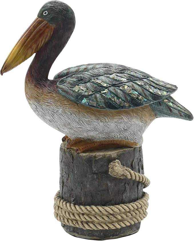Lukitas Pelican Statue and Sculpture Decor, Coastal Nautical Beach Ornament for Home Patio Garden Outdoor, Resin 12''