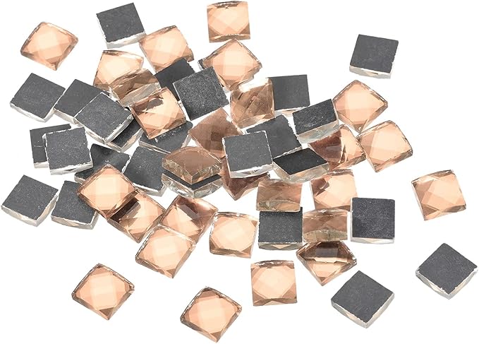 MECCANIXITY Mosaic Tiles 55 Pieces, 13 Faces Glitter Crystal 1 x 1cm for Crafts Bulk, Mosaic Art Kits Stained Glass Pieces for Handmade Jewelry Art DIY Material (Pink)