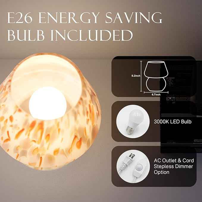 Mushroom Lamp Table Lamp for Bedroom,Small Desk Bedside Lamps for Living Room,Mushroom Decor Cute Mini Modern Mid Century Lamps for Night Stands,Aesthetic Home Living Room Decor(Flame Cream)