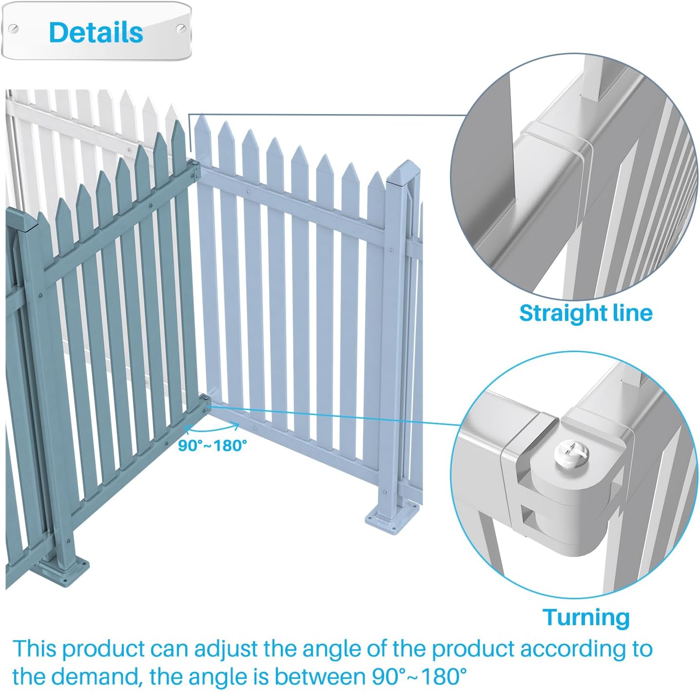 Patio 2 Sets Vinyl Picket Fence Panels 36" H x 84" W White PVC Decorative Fence for Front Yard Porch Patio Deck Pool Air Conditioner Fence Safety Dog Fence (34 Pickets, Straight)