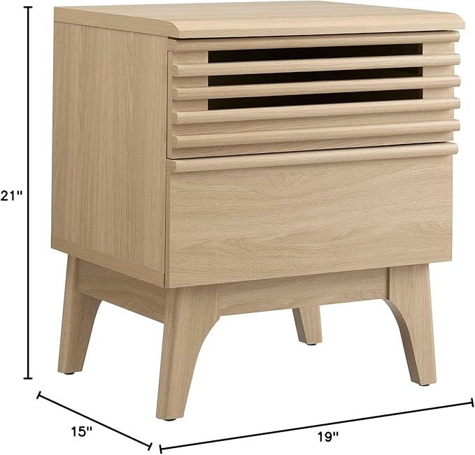 Modway Render Mid-Century Modern, Nightstand, Oak