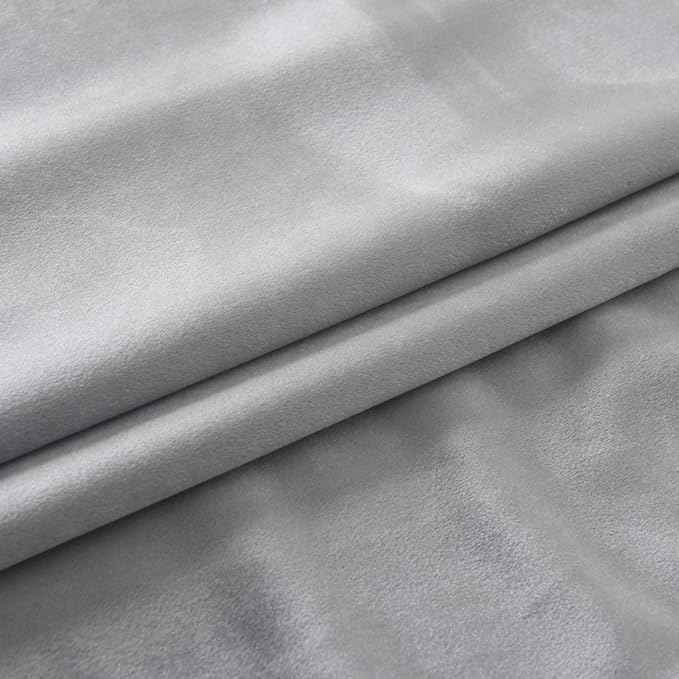 Cherry Home Super Soft Luxury Velvet Texture Curtains Smoky Silver Gray Classic Blackout Curtains Panels Home Theater Grommet Drapes Eyelet 52Wx72L inch Light Grey,2 Panels