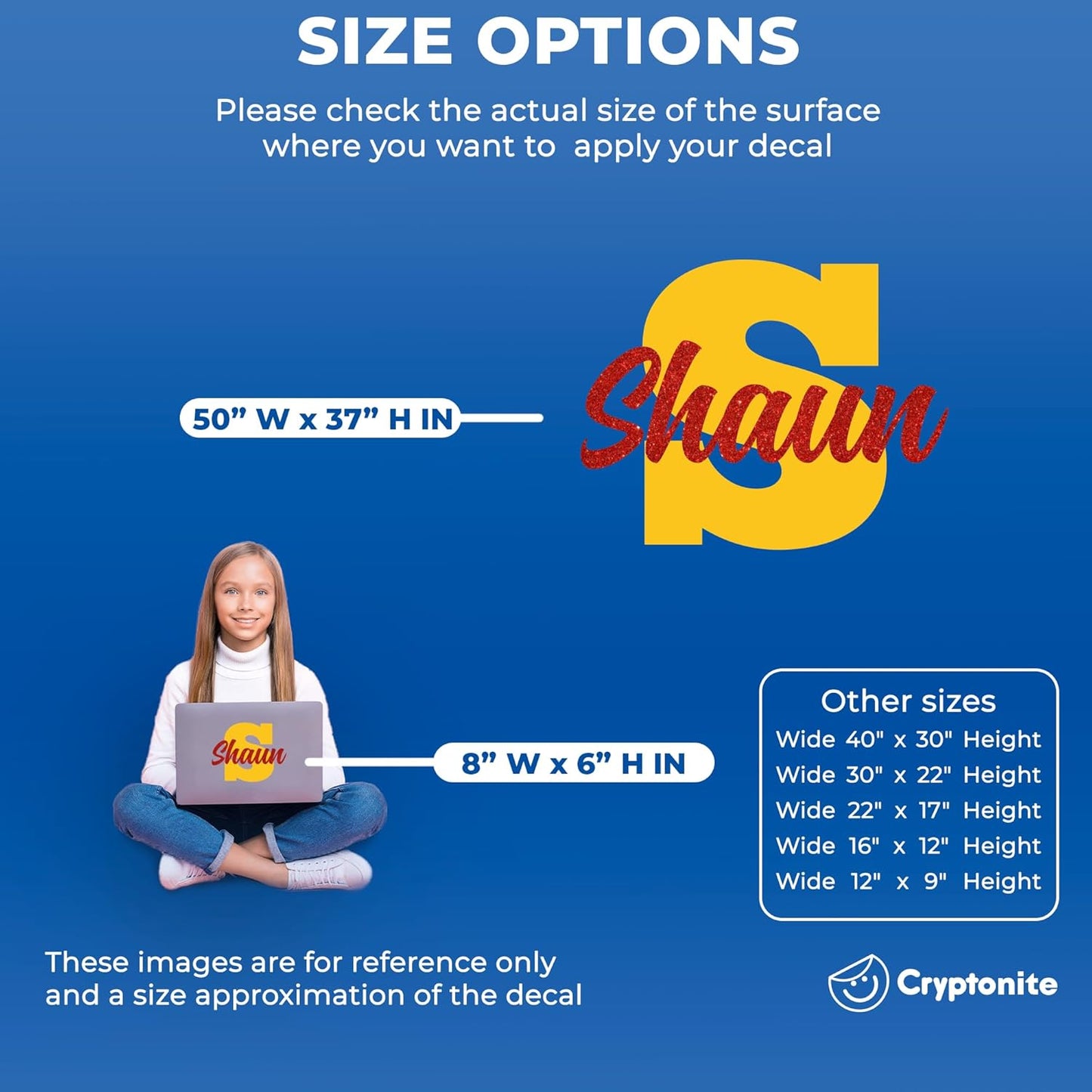 CRYPTONITE Personalized Name Sign for Kids Bedroom Decor I Custom Name for Nursery Decor for Girls Boys I Stickers for Baby Room I Custom Decal with Multi-Size (B. Name Glitter & Initial)