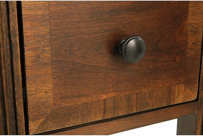 Signature Design by Ashley Breegin Chair Side End Table, 1 Drawer, 1 Fixed Shelf, Veneers, Wood, 13.13" W x 22.13" D x 23" H, Brown