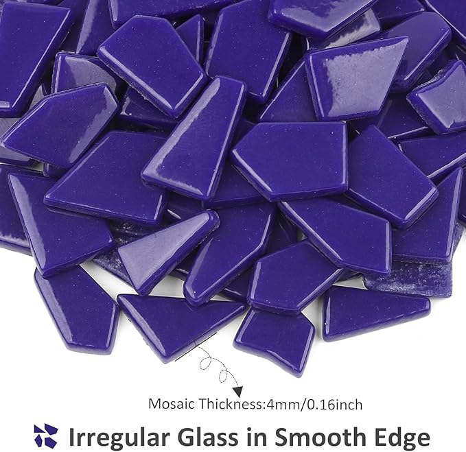 Youway Style Blue Glass Mosaic Tiles for Crafts Bulk,200g Broken Glass Pieces for Mosaic Art Crafts,Garden Mosaic Supplies