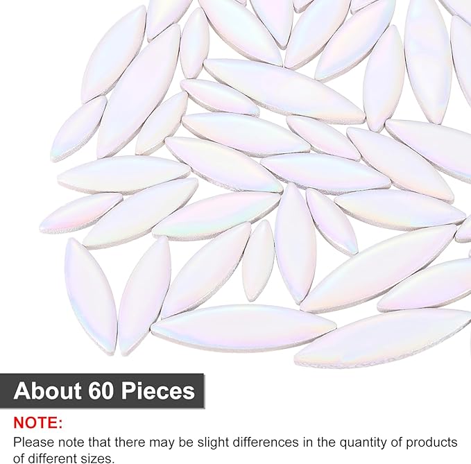 uxcell Ceramic Mosaic Tile, About 200g Teardrop Leaf Tile Mosaic Block for Handicrafts Artwork, Colorful White