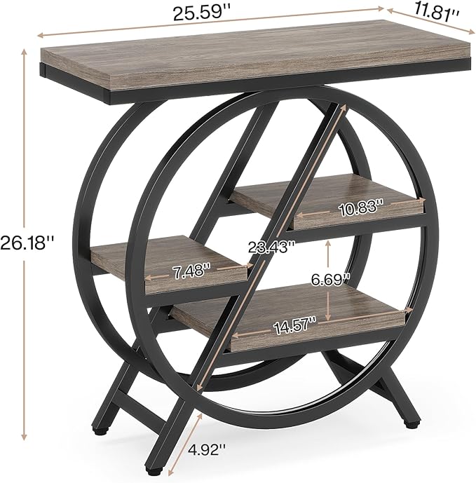 LITTLE TREE End Table, Narrow Side Table with 4-Tier Large Storage Space, Modern Bedside Table for Living Room, Home Office, Bedroom, Set of 2, Grey