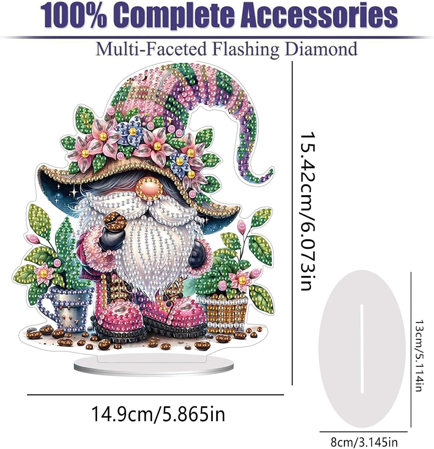 Diamond Painting Kits for Adults Beginners, 5D Full Drill Dwarf Crystal Art Desktop Ornament, DIY Single Sided Home Office Desk Decor, Creative Craft Gift Set with Tools