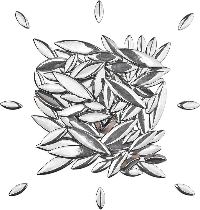 Artspac Petal Ceramic Mosaic Tiles for Crafts, 200g Silver Flower Tiles Mosaic Pieces for Christmas DIY Crafts, Holiday Mosaic Art & Garden Decor