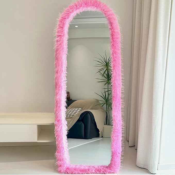 Fluffy Mirror Frame Cover for Arched & Full-Length Mirrors (59"x16") – Stretchy, Non-Slip Fit, 6 Neutral Colors – Soft & Durable Décor (Mirror Not Included)