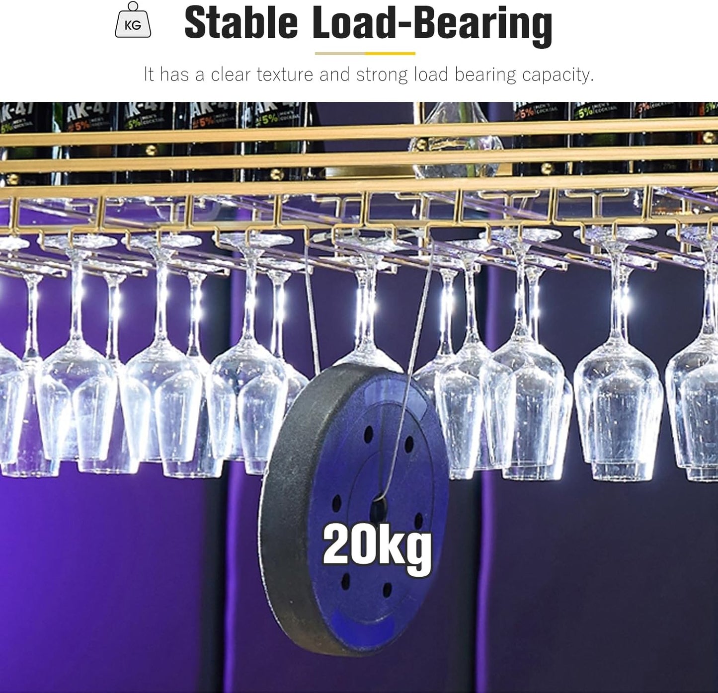 Ceiling Wine Hanger with Acrylic Board - Adjustable Iron Hanging Wine Glass and Bottle Rack - 31.5''x13.8'' Black