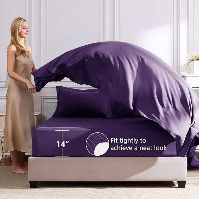 CozyLux Full Size Comforter Sets Purple - 7 Pieces Bed in a Bag Full, Luxury Soft Bed Set for All Seasons, Bedding Set with Down Alternative Comforter, Sheets, Pillowcases & Shams